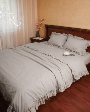 Комплект постільної білизни TRG Варена Бавовна з рюшами "Сірий"