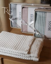 Комплект Вафельних Рушників MOSS Home з Ажурним Мереживом